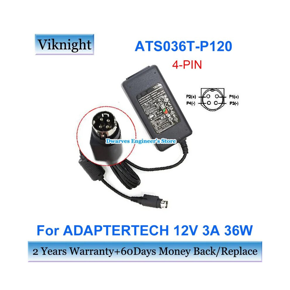 Genuine 36W Ats036t~P120 Ac Adapter Atso36tp120 Adaptertech 12V 3A Power 9454952714286