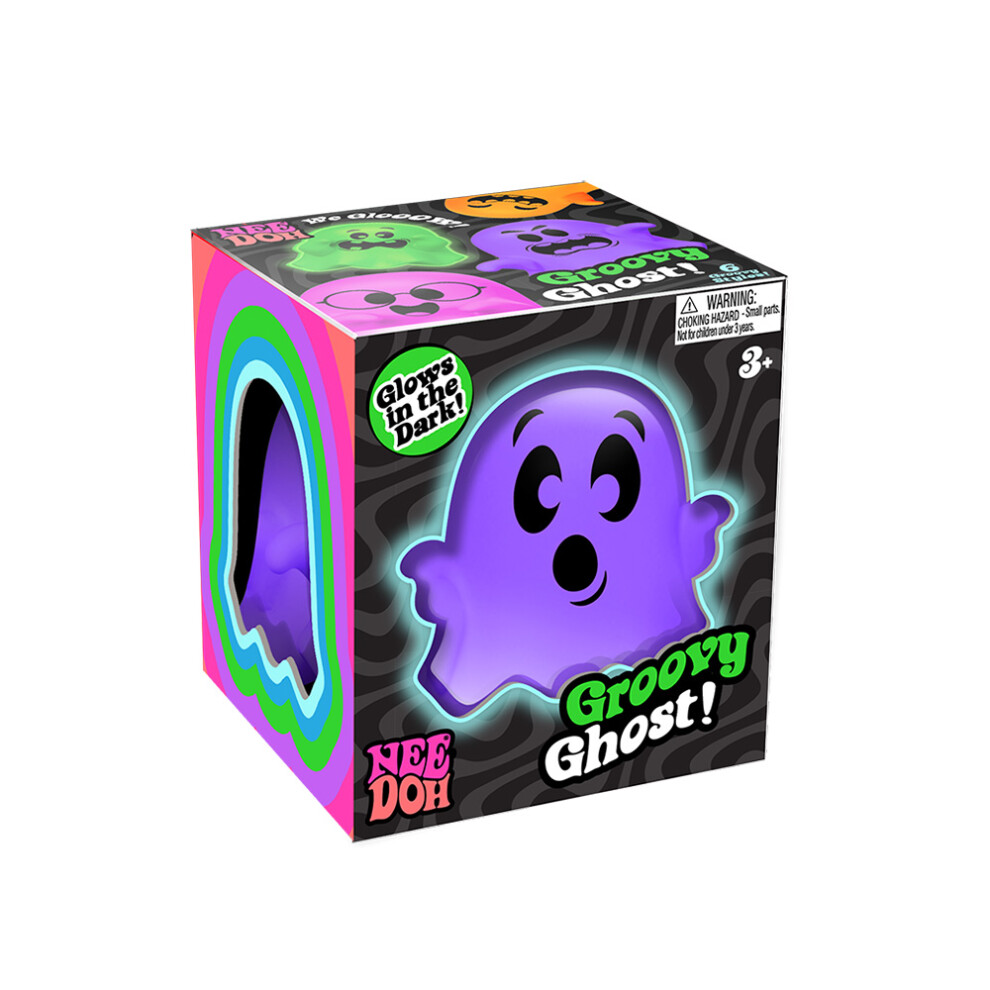 Schylling NeeDoh Groovy Ghost - Halloween Fidget Toys, Nee Doh Squishy Stress Balls, Sensory Toy For Anxiety Relief, Safe Non-Toxic Dough Material