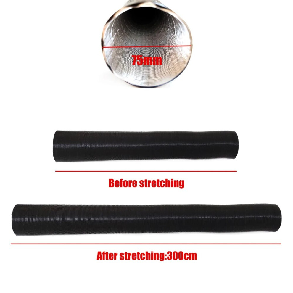 300Cm Air Diesel Parking Heater Duct Ducting Pipe Hose Conditioner Black 9136637129102