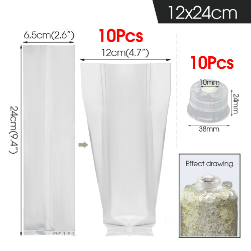 Mushroom Spawn Plant Growing Kits Bag with Filter Cap Plastic High Temperature