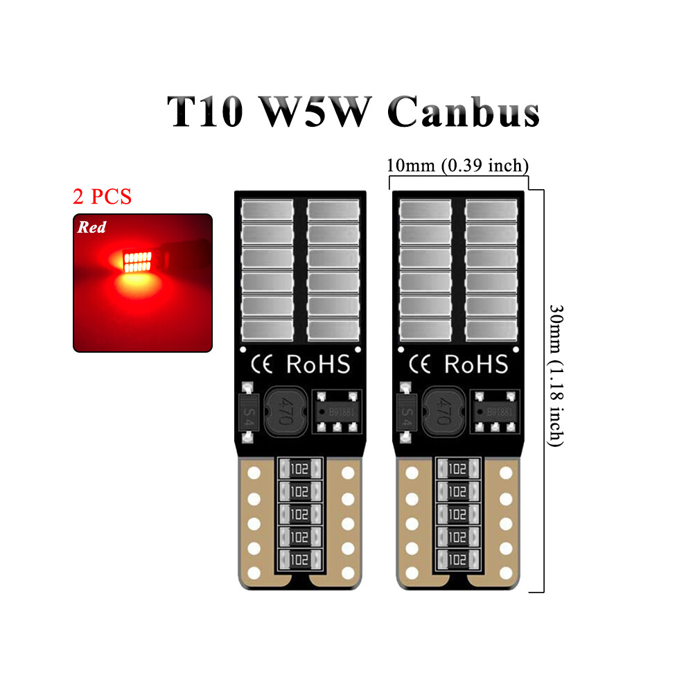 2 Pcs T10 W5w Led Bulb Canbus 12V 24V 4014 Smd 7000K Signal Car White 9158106945723