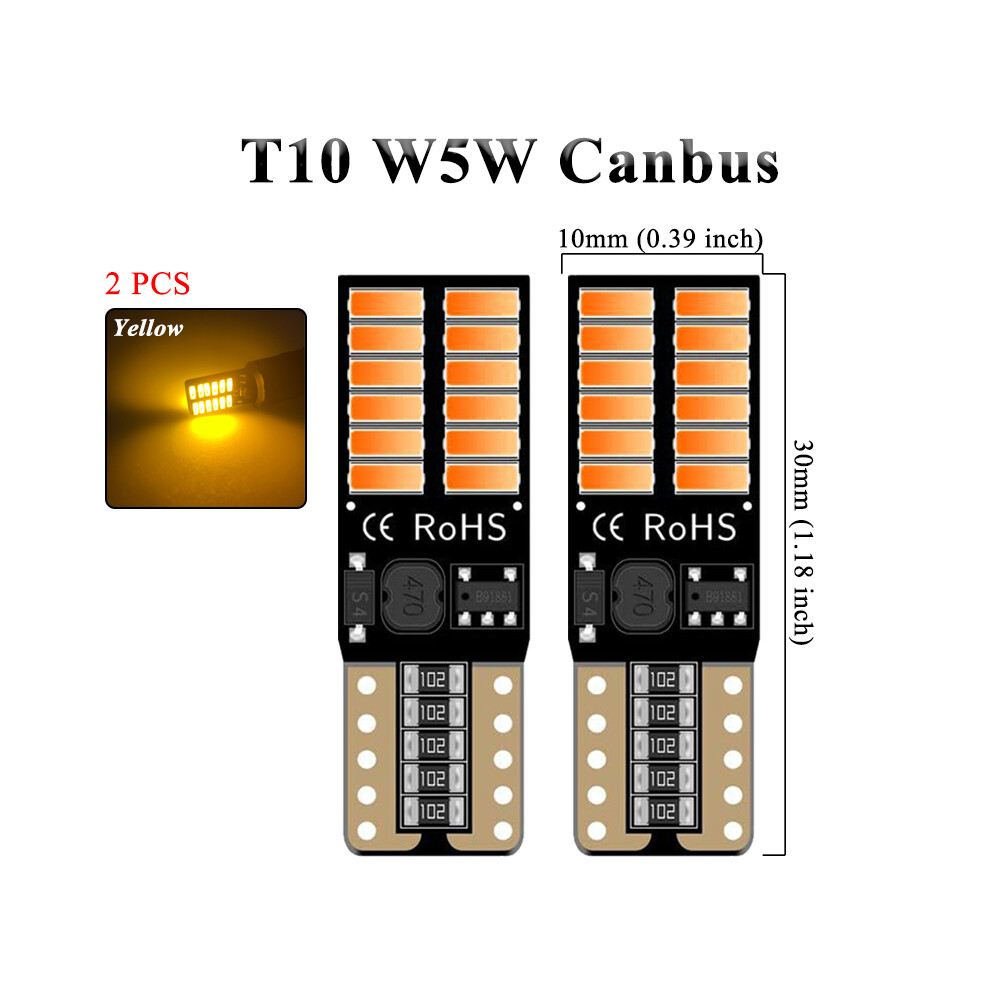 2 Pcs T10 W5w Led Bulb Canbus 12V 24V 4014 Smd 7000K Signal Car White 9158106949998