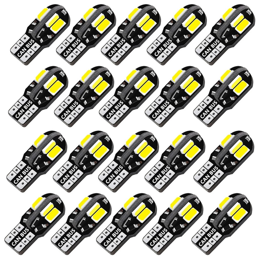 20Pcs W5w T10 Led Bulbs Canbus 5730 8Smd 12V 6000K 194 168 Led Interior 9158106964885
