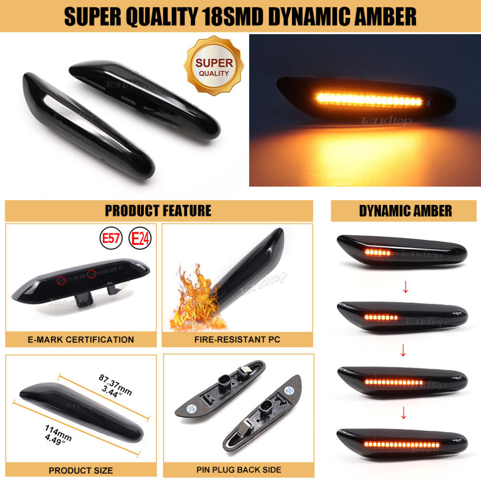 Led Dynamic Side Marker Mirror Indicator Lamp Flowing Water Turn Signal 9158106976314