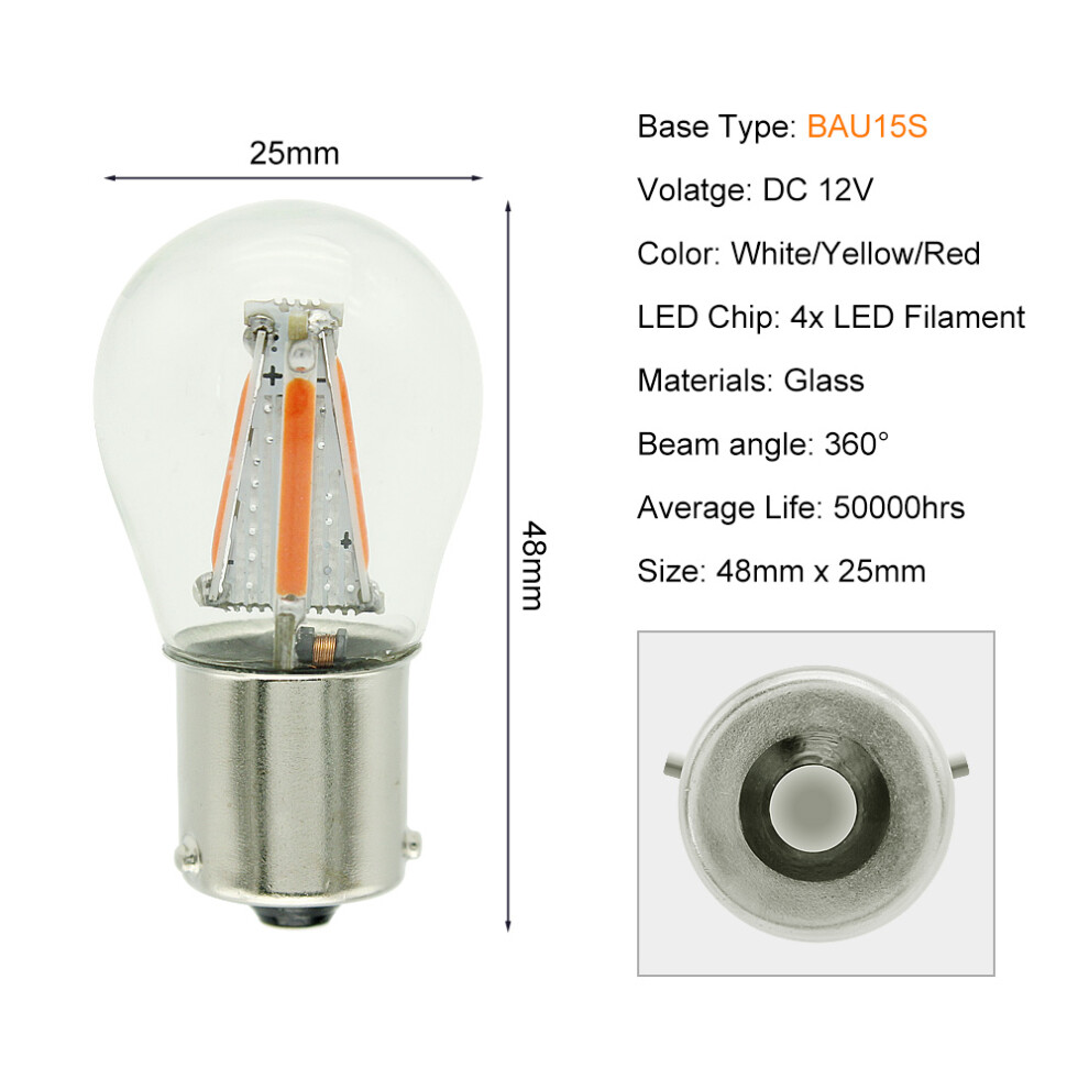 1X P21w Led 1156 Ba15s Bau15s 1157 Bay15d Cob Filament Brake Car Light 9158106974365