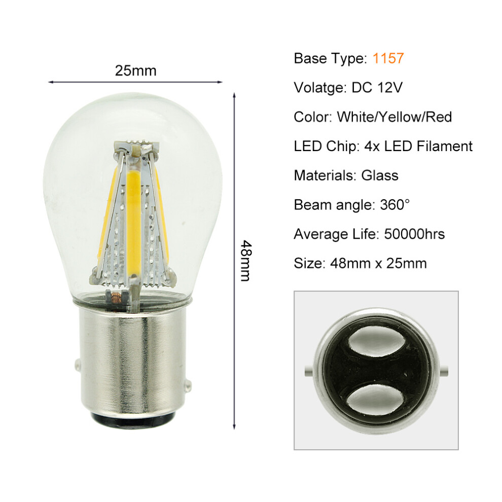 1X P21w Led 1156 Ba15s Bau15s 1157 Bay15d Cob Filament Brake Car Light 9158106974440