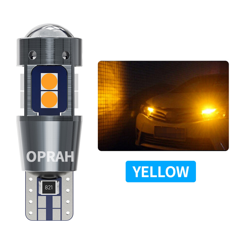 2Pcs W5w T10 Led Canbus 12V 6000K Super Bright 3030 10 Smd Clearance Wedge White/Red/Yellow 9158106979292