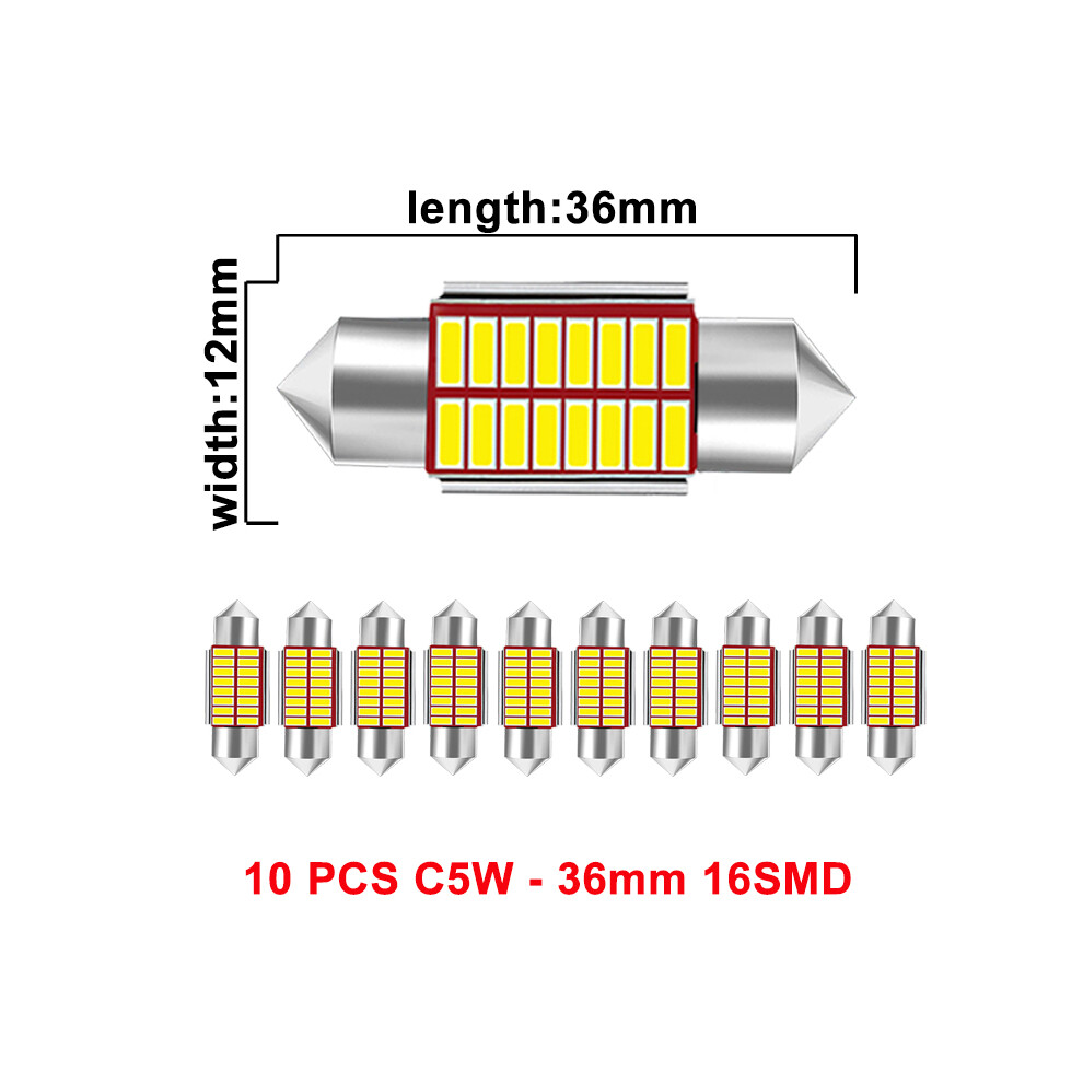 10 Pcs C5w Led Bulb Canbus Festoon 31Mm 36Mm 39Mm 41Mm 12V 4014 Smd 7000K 9158106976246