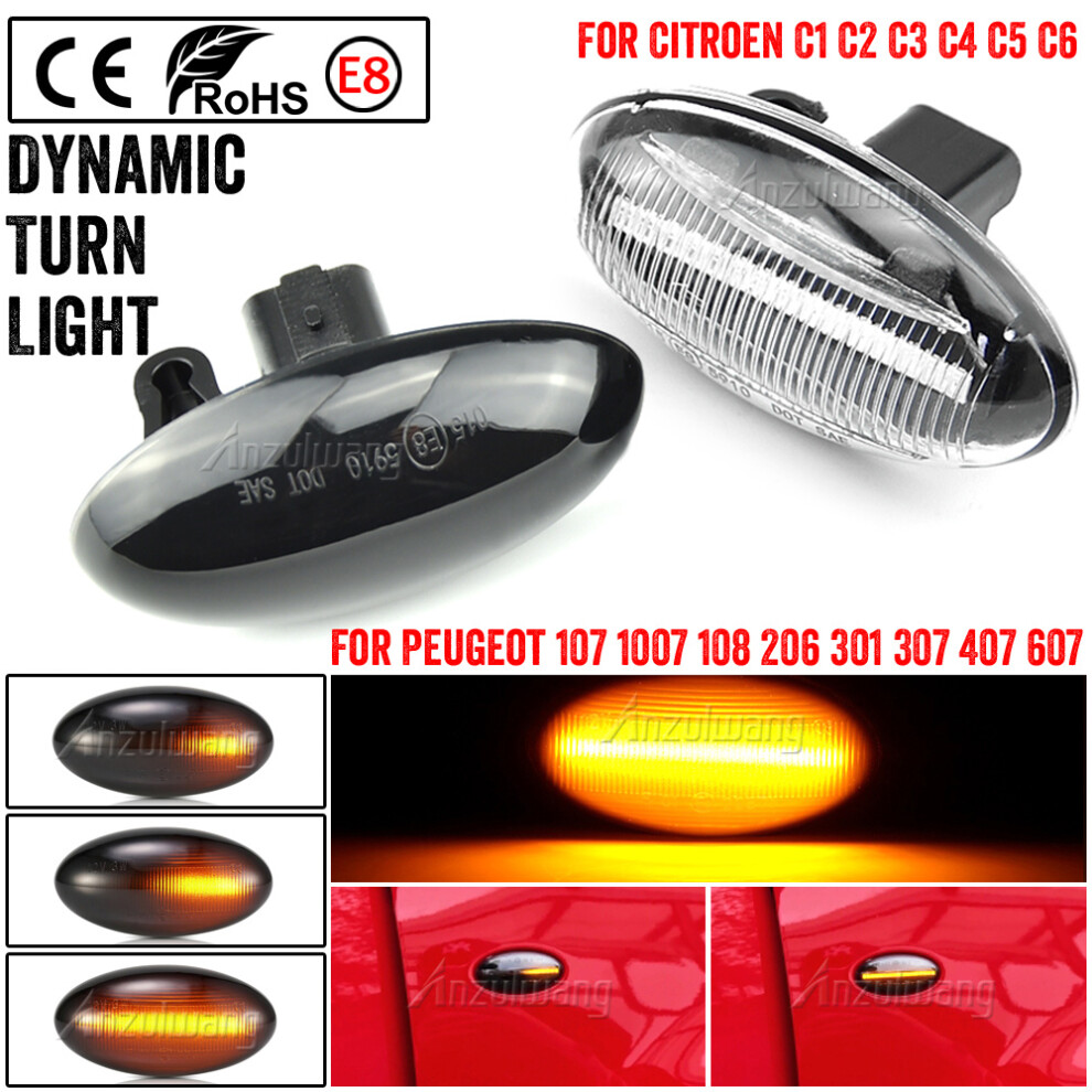 1Pair Led Dynamic Signal Side Marker Flashing Indicator Blinker Turn Car 9158106982216