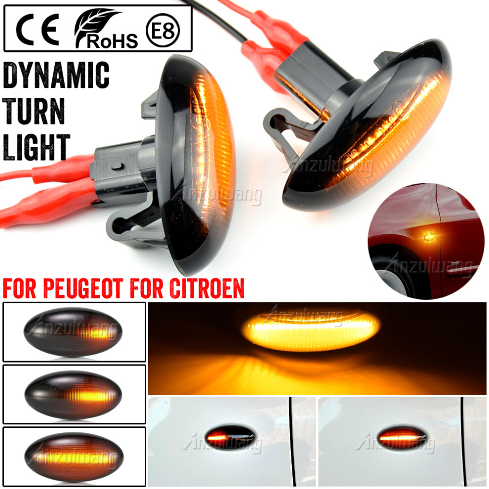 2Pcs Dynamic Led Flashing Turn Signal Car Side Marker Lamp Amber/Light 9158106984081