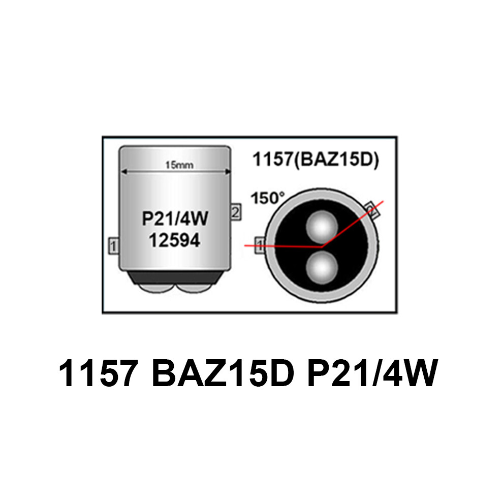 2Pcs 1157 P21/5W Bay15d Led Stop Bulb Brake Car Lights Canbus Baw15d Red 9158106991133