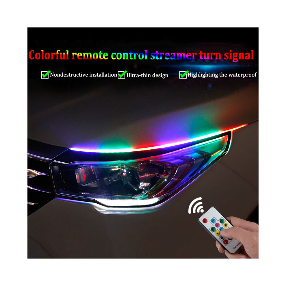 2Pcs Rgb Flowing Drl Led Strip Turn Signal Lamp App Remote Rgb Flexible 9158106995667