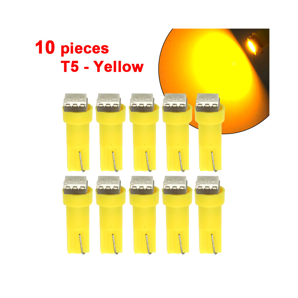 10 Pieces Instrument Car Lights T5 Led Bulb 5050 Smd Dashboard Warning White 9158107003415