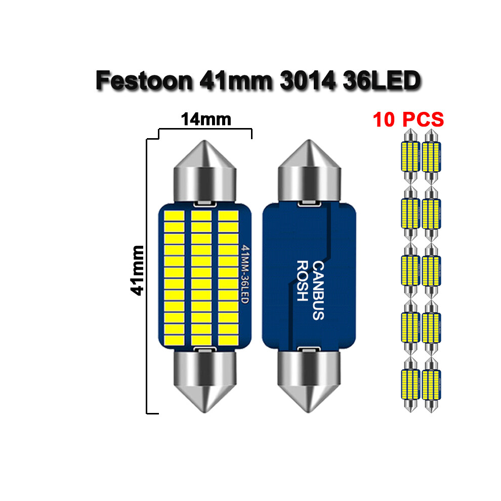 10 Pcs Led Bulb Canbus C10w C5w Led Festoon 31Mm 36Mm 39Mm 41Mm 12V 6500K 9158107005952