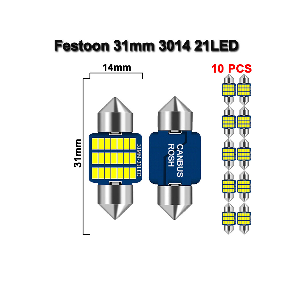 10 PCS LED Bulb Canbus C10W C5W LED Festoon 31mm 36mm 39mm 41mm 12V 6500K-image-OPC-PFH76R2-NEW