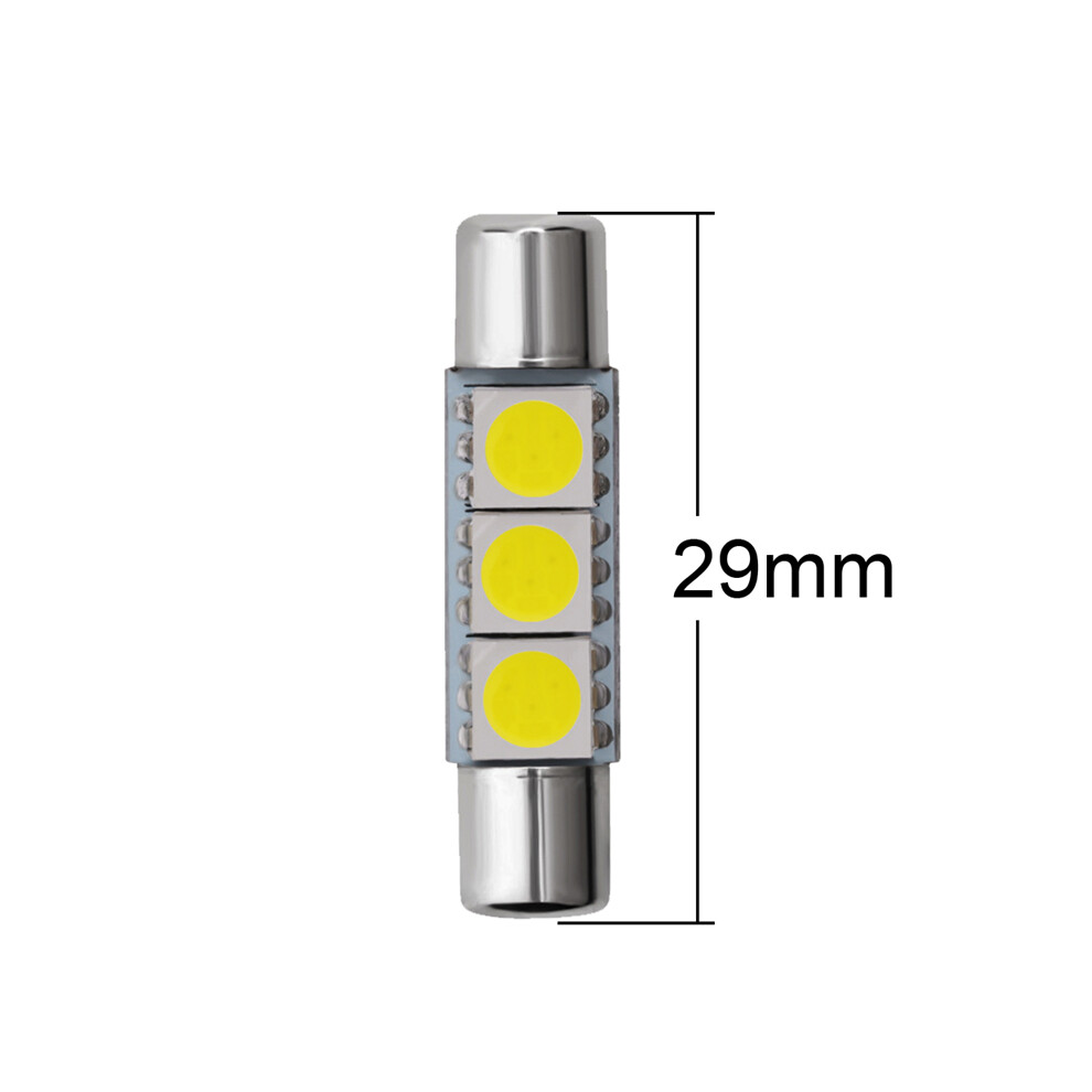 1Pack 29Mm Festoon Led C5w 3 Leds 5050 Auto Interior For Sun Visor Vanity 9158107011700