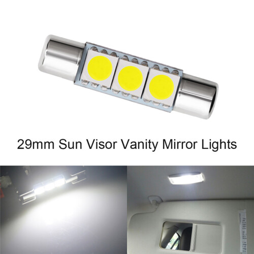 1pack 29mm Festoon LED C5W 3 leds 5050 Auto Interior For Sun Visor Vanity 1