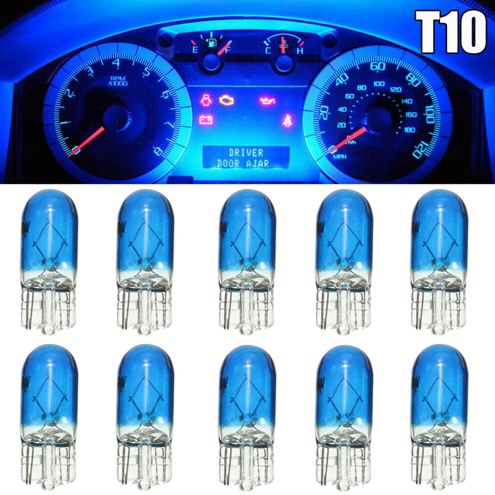 10Pcs T10 Halogen 3W 194 158 Wedges 12V Auto Lamp Bulbs Instrument White 9158107032507