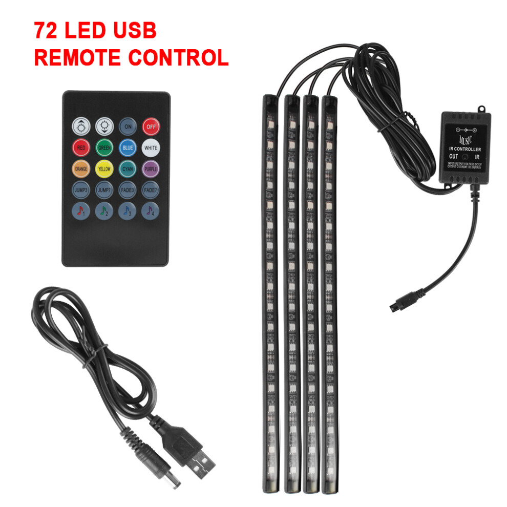 12V Diy Interior Ambient Mood Car Lights Led Strips Rgb Lamps 24-48 Beads 9158107021174