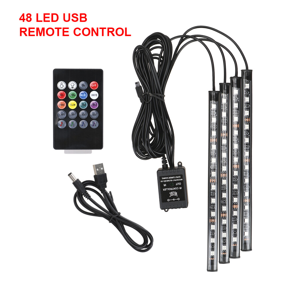 12V Diy Interior Ambient Mood Car Lights Led Strips Rgb Lamps 24-48 Beads 9158107027701