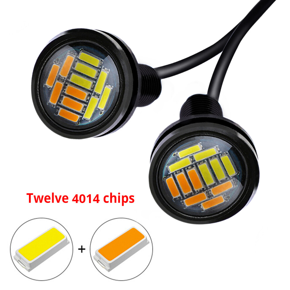 2X 23Mm 12Smd Drl Day Car Eagle Eye Turn Signal Daytime Light/White/Yellow 9158107012493