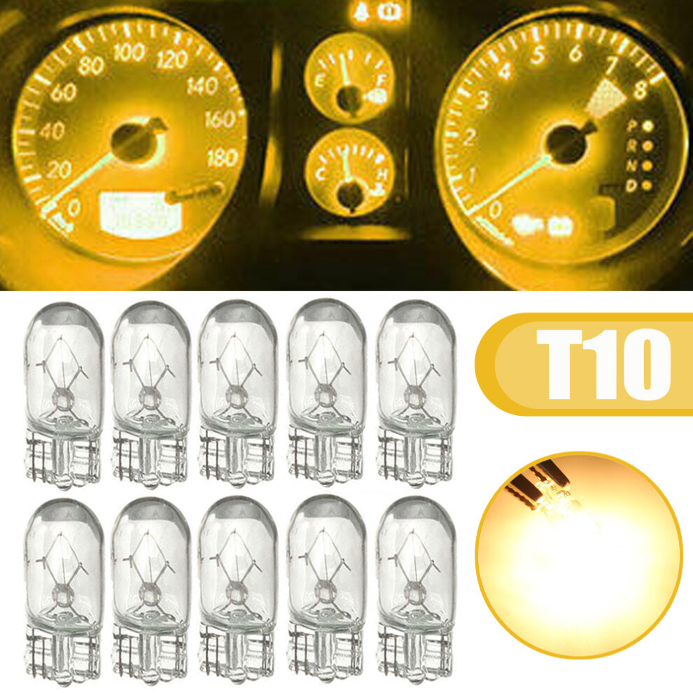 10Pcs T10 Halogen 3W 194 158 Wedges 12V Auto Lamp Bulbs Instrument White 9158107030077