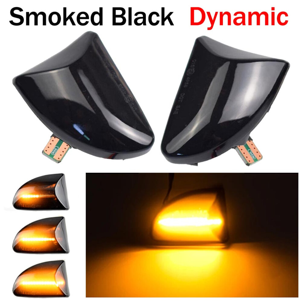 2Pcs Smoked Lens Led Dynamic Side Marker Car Turn Signal Car Amber/Light 9158107015494