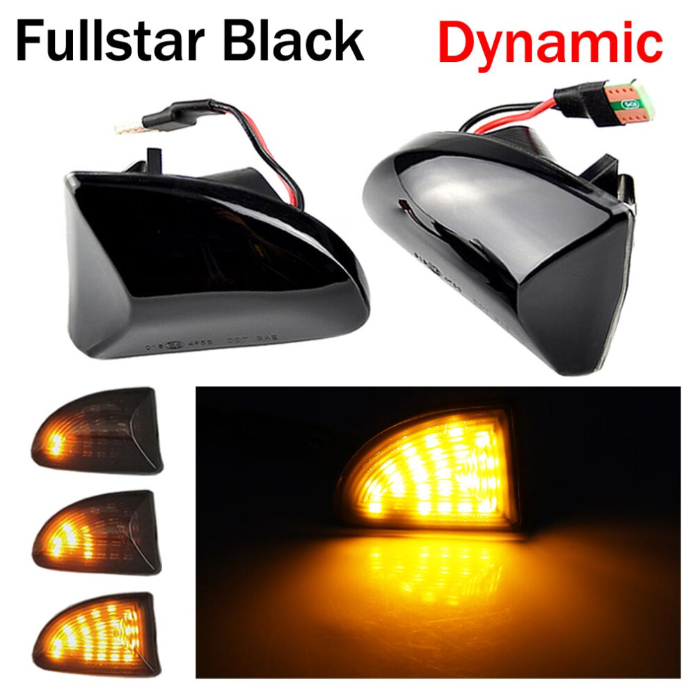 2Pcs Smoked Lens Led Dynamic Side Marker Car Turn Signal Car Amber/Light 9158107013155