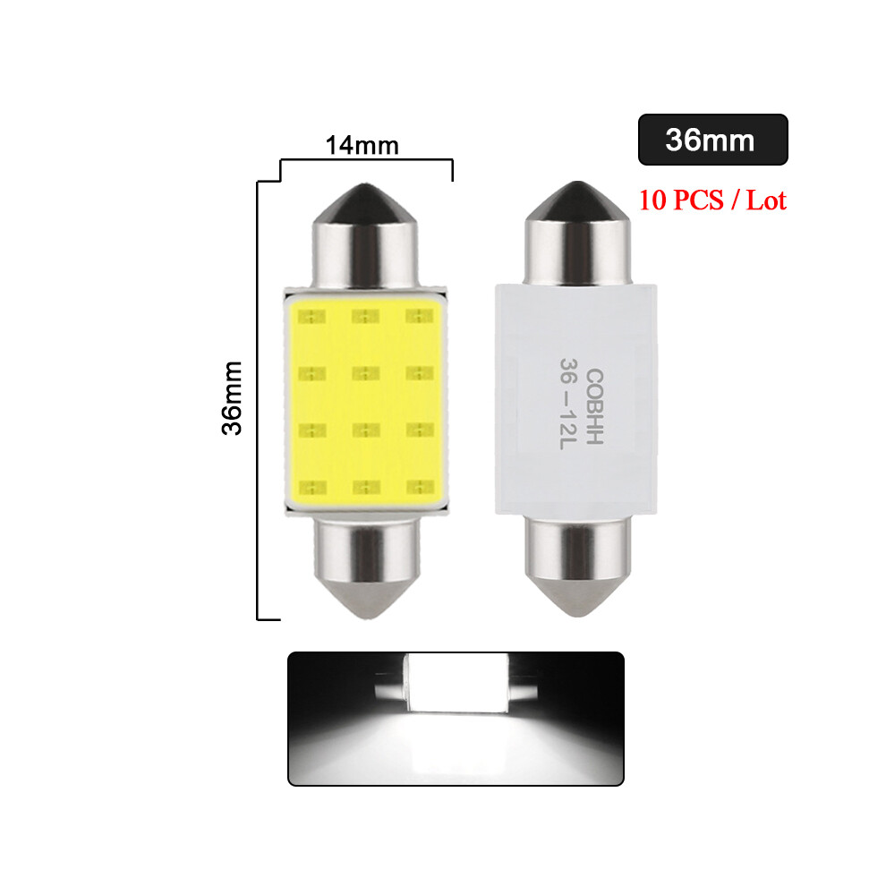 10 Pcs Led Bulb C10w C5w Festoon Led Cob 31Mm 36Mm 39Mm 41Mm 12V Whtit 9158107013575