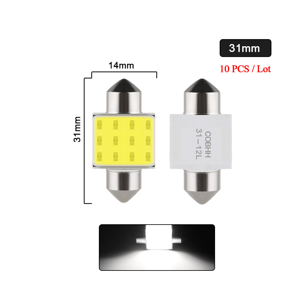 10 Pcs Led Bulb C10w C5w Festoon Led Cob 31Mm 36Mm 39Mm 41Mm 12V Whtit 9158107016866