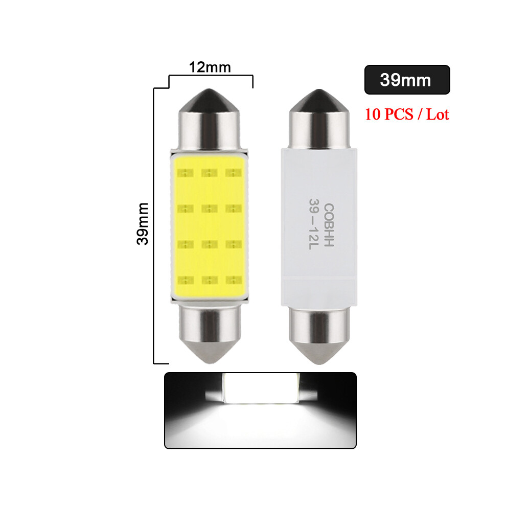 10 Pcs Led Bulb C10w C5w Festoon Led Cob 31Mm 36Mm 39Mm 41Mm 12V Whtit 9158107021600
