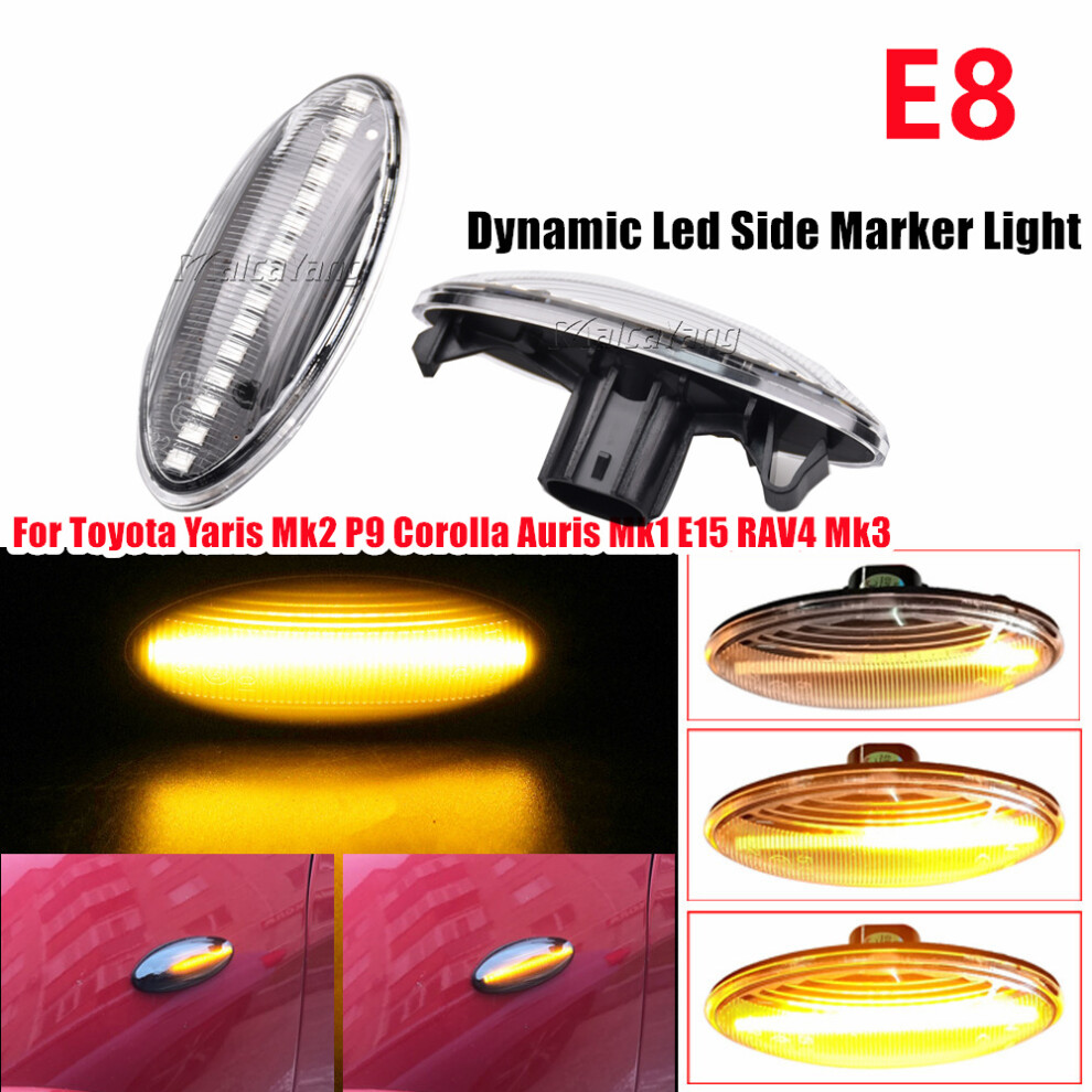 1 Pair Led Dynamic Side Marker Blinker Car For Toyota Yaris Corolla Light 9158107023260