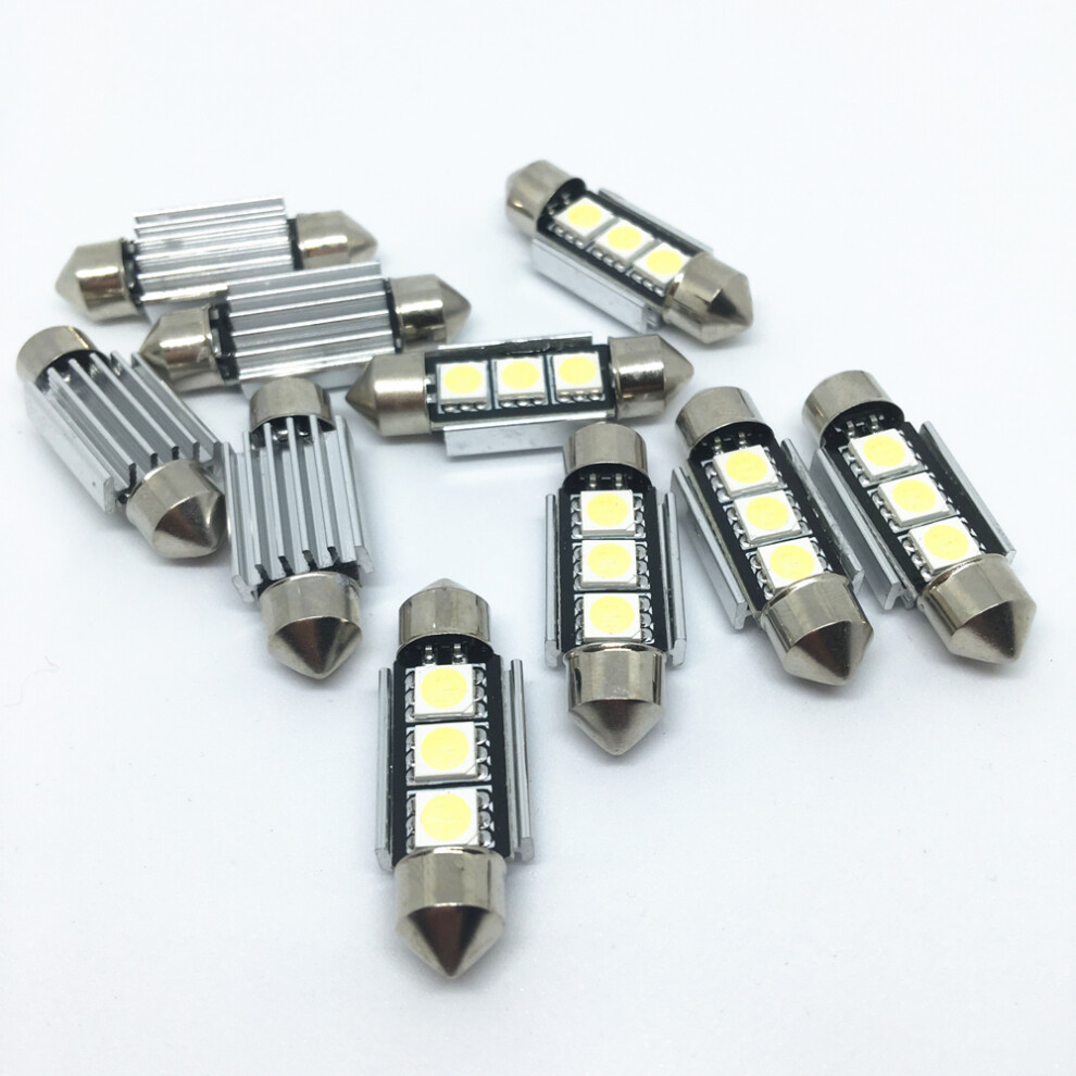10Pcs 36Mm 39Mm 41Mm Smd 5050 Led Dome Festoon Car Canbus White/Blue/Light 9158107037465