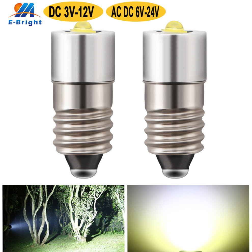 2Pcs E10 Non-Polar Ac/Dc 6V 6.3V To 24V 3535 Led 3W Bulb Arcade S Flashcar 9158107034662