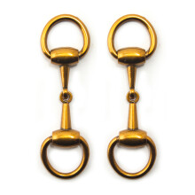 HAND No.7 Stylish Amber Copper Tone Metal Hinged Equestrian Buckles - 74 x 20 mm - 2 Pieces