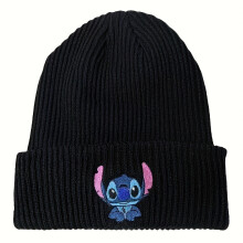 (Black Stitch) Stitch Knitted Hat for Men And Women Anime Cartoon Warm Hat Pullover Wool Hat Outdoor Cold Hat