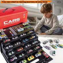 (48pcs) 48 Pull Back Race Cars Toys, Container Storage Box, Die Cast Metal Toy Cars Set