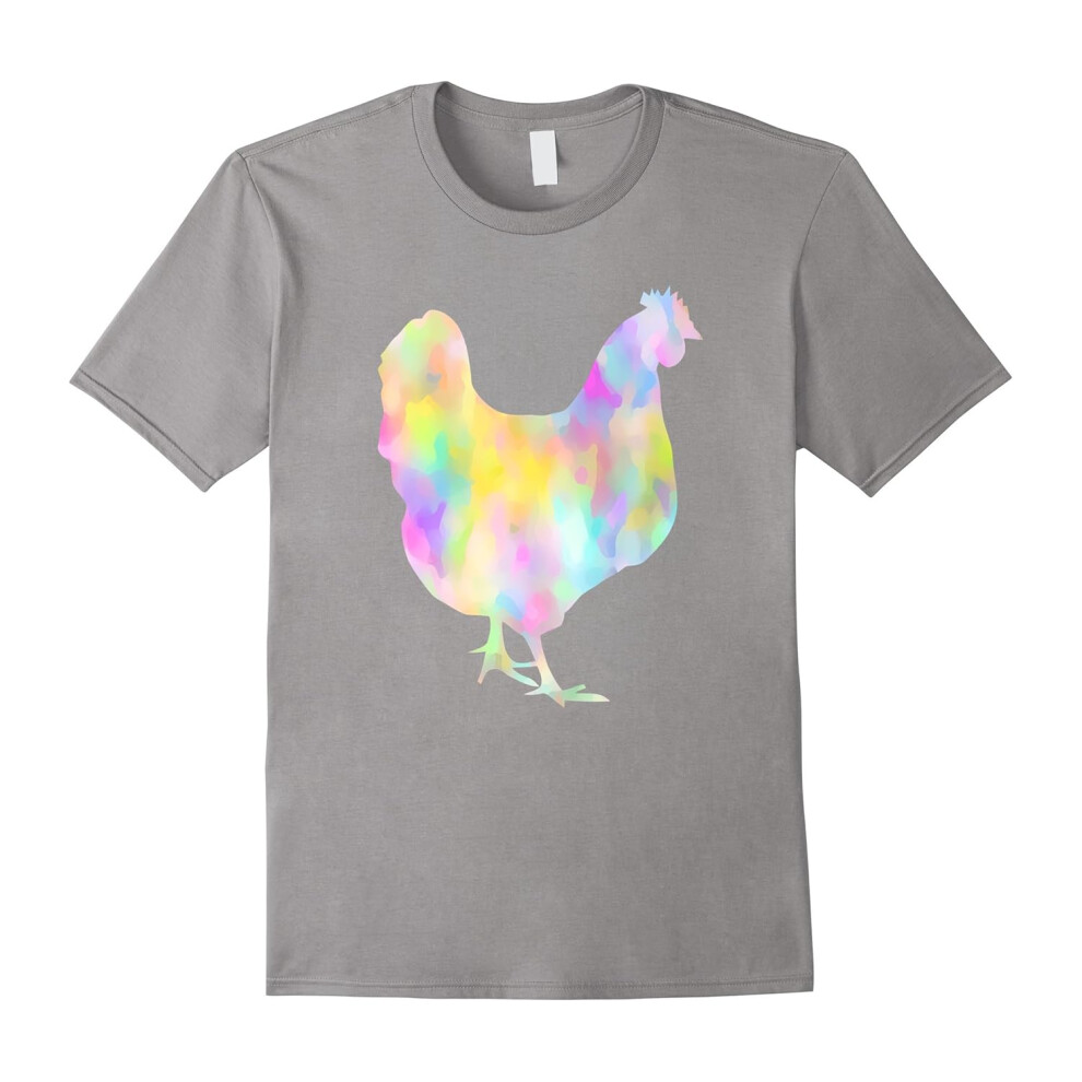 (XL) Chicken T-Shirt â Funky Watercolor Love Chickens Farm Tee-Father's Day