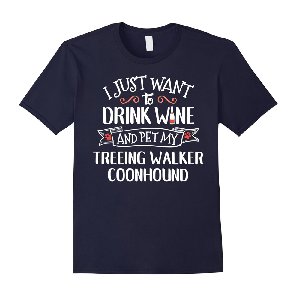 (M) Treeing Walker Coonhound T-Shirt for Wine Lovers & Dog Owner-Father's Day