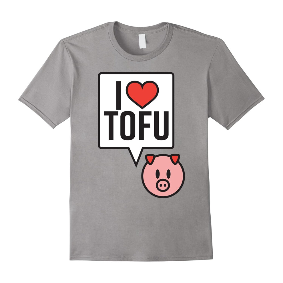 (M) I Heart Tofu : Pig Loves Tofu T Shirt Vegans & Vegetarians-Father's Day