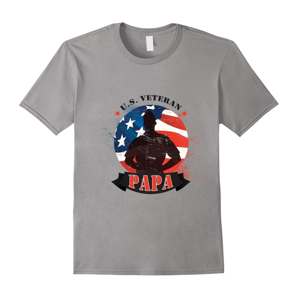 (XL) Veteran Papa T-Shirt-Father's Day