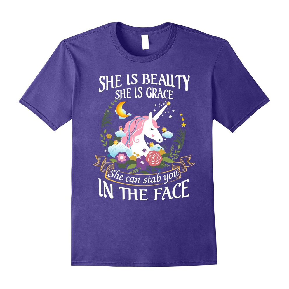 (S) She Is Beauty She Is Grace T-Shirt Colorful Unicorn Gifts-Father's Day