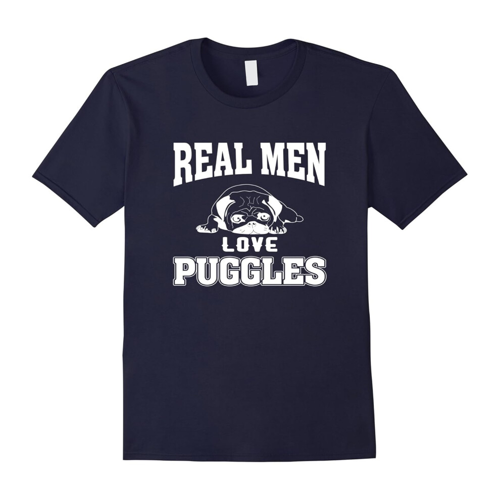 (XXL) Real Men Love Puggles Funny Dog T-Shirt-Father's Day