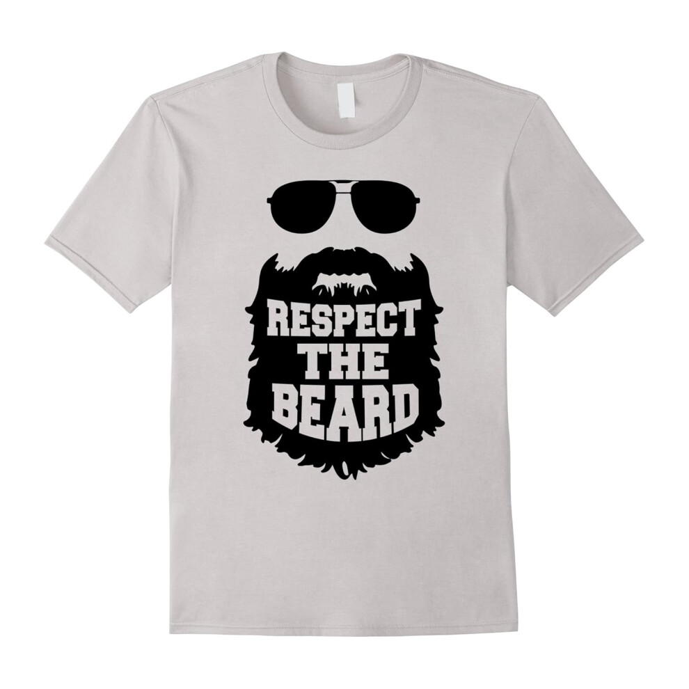 (XL) Mens Funny Geek Bearded Tee For Men Respect the Beard T-Shirt-Father's Day