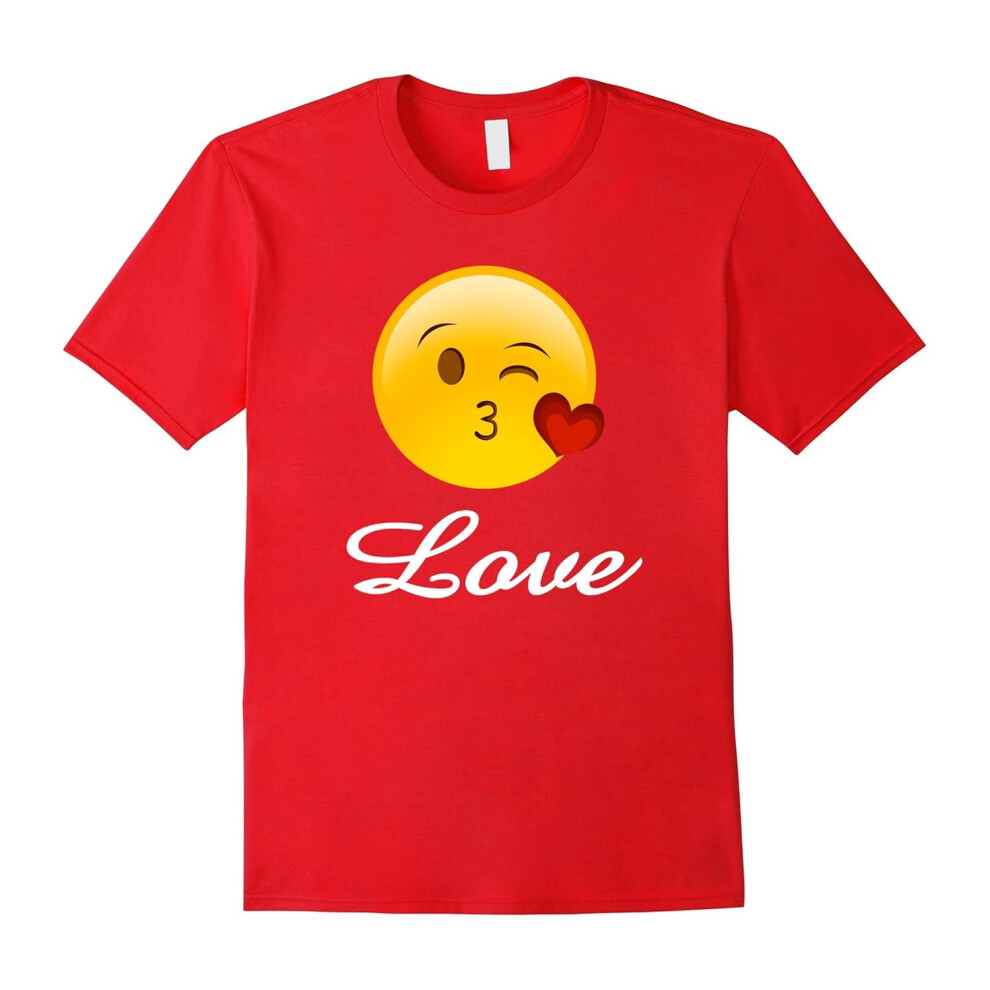 (XL) Emoji Valentines Day Shirt Heart Kiss Love Kids Women Girls-Father's Day