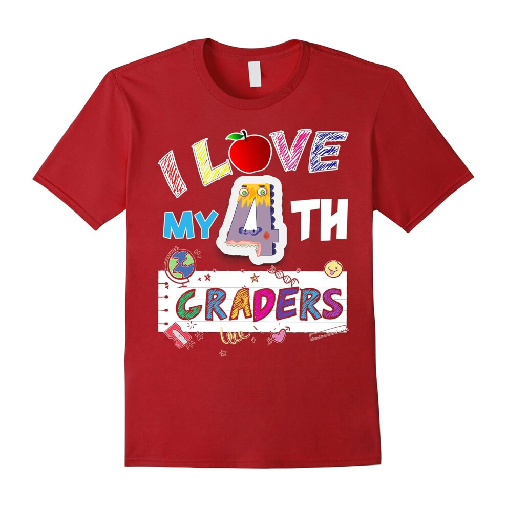 (XL) I Love My Fourth Graders T-Shirt for 4th Grade Teachers-Father's Day