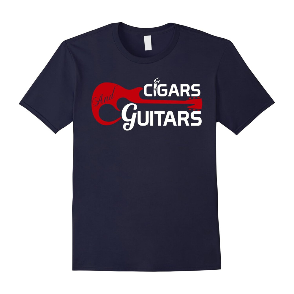 (M) Best T-Shirt For Cigar And Guitar Lover. Birthday Gift Ideas-Father's Day