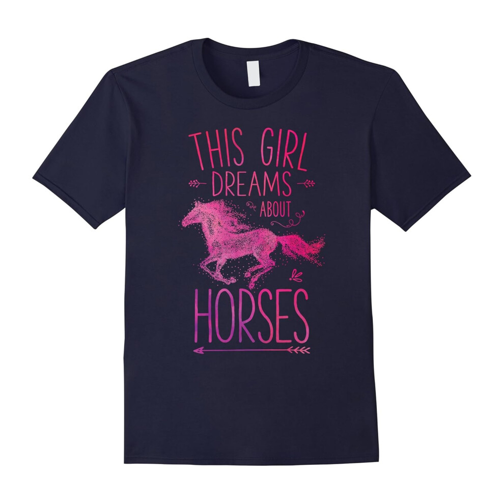 (L) This Girl Dreams About Horses T Shirt I Love Horse Riding-Father's Day