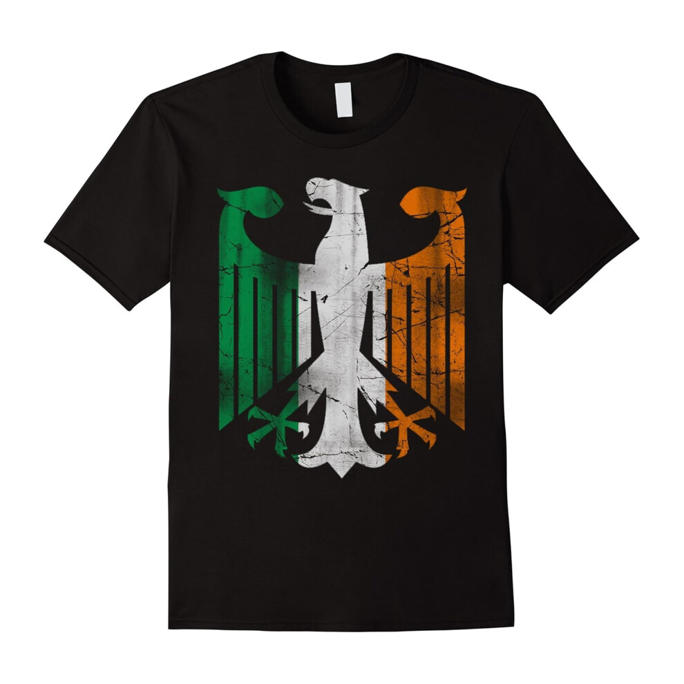 (S) Vintage German Irish Flag Eagle Family Heritage T Shirt-Father's Day