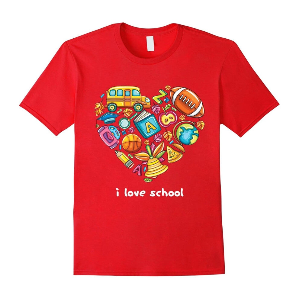 (XL) I Love School T-Shirt-Father's Day